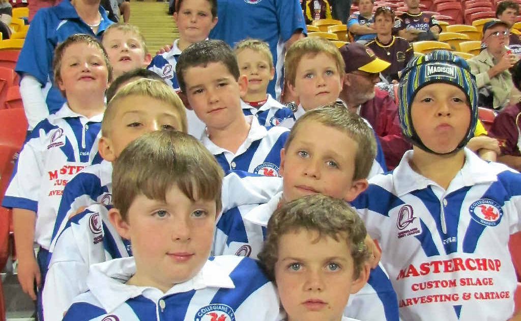 The Collegians U8 team (front, from left) Lucas Bradfield, Dan Howard, (second row) Eli McKinney, Lachlan Bacon, Braden Flanigan, (third row) Shae Elson, Morgan Bourke (obscured), Jack Pollard, William Reardon, (fourth row) Rohan Hay, Jack Pike, (back row) manager Helen Howard, Todd Newport and coach Kev Bradfield. The Collegians U8 team (front, from left) Lucas Bradfield, Dan Howard, (second row) Eli McKinney, Lachlan Bacon, Braden Flanigan, (third row) Shae Elson, Morgan Bourke (obscured), Jack Pollard, William Reardon, (fourth row) Rohan Hay, Jack Pike, (back row) manager Helen Howard, Todd Newport and coach Kev Bradfield.